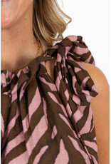 21Jewelz Mouwloze top met strik en zebraprint - roze