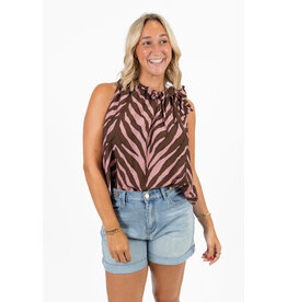 21Jewelz Mouwloze top met strik en zebraprint - roze