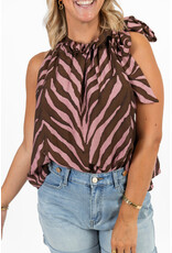 21Jewelz Mouwloze top met strik en zebraprint - roze