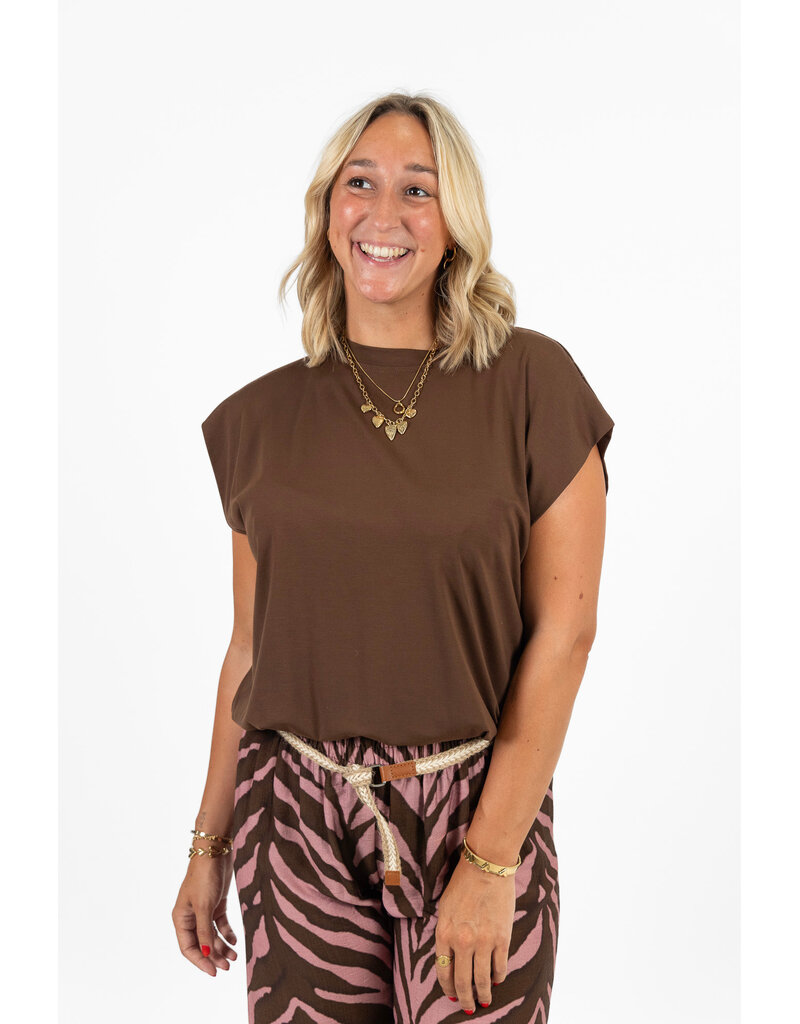 21Jewelz Mouwloze top met elastiek - bruin