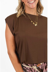 21Jewelz Mouwloze top met elastiek - bruin