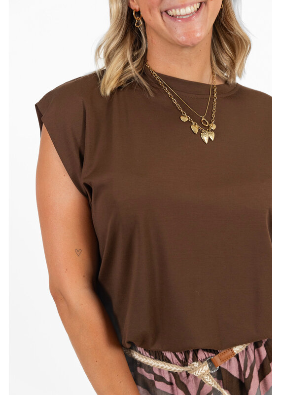 21Jewelz Mouwloze top met elastiek - bruin