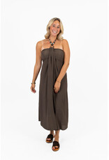 21Jewelz Halter midi jurk met kralen - bruin