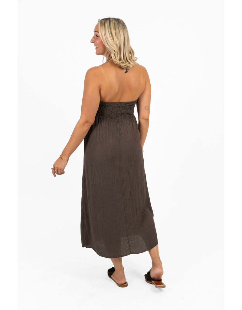 21Jewelz Halter midi jurk met kralen - bruin