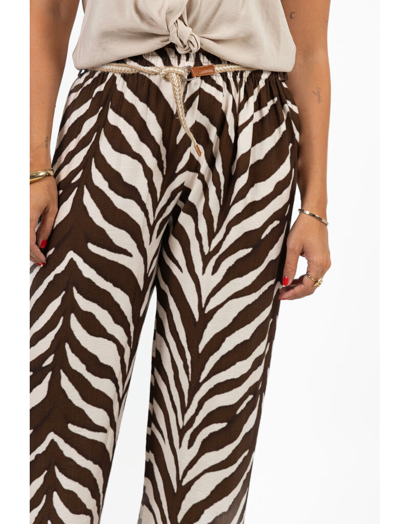 21Jewelz Zomer pantalon met ceintuur en zebraprint - ecru