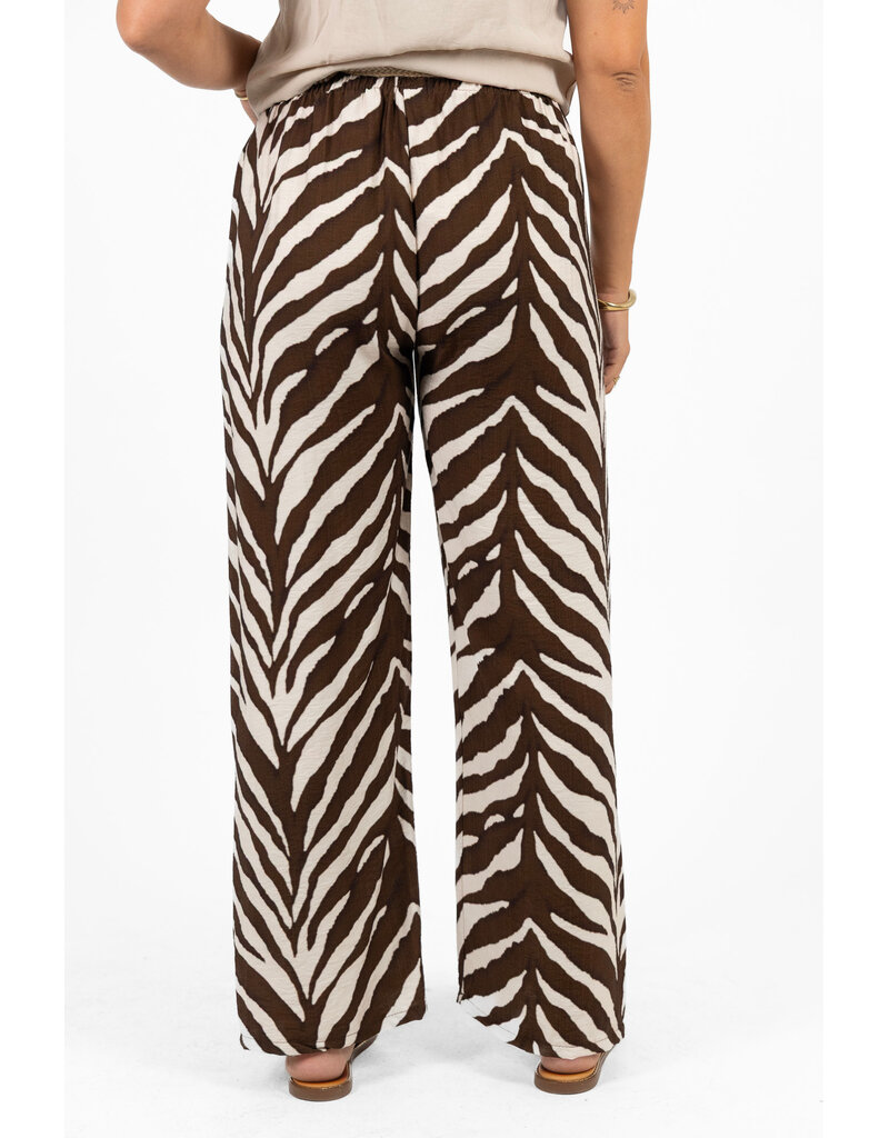 21Jewelz Zomer pantalon met ceintuur en zebraprint - ecru