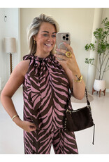 21Jewelz Mouwloze top met strik en zebraprint - roze