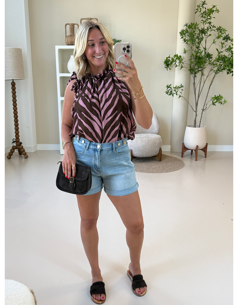 21Jewelz Mouwloze top met strik en zebraprint - roze
