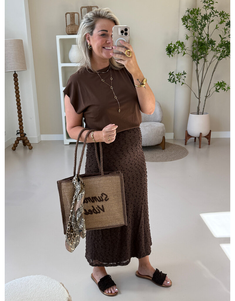 21Jewelz Mouwloze top met elastiek - bruin