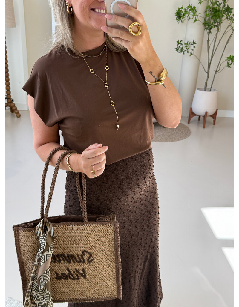 21Jewelz Mouwloze top met elastiek - bruin