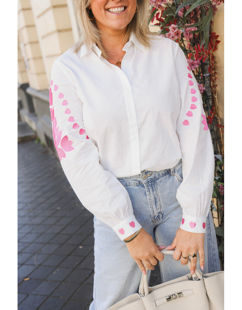 21Jewelz Blouse met roze borduursels - wit