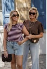 21Jewelz Mouwloos shirt gestreept - bruin/roze