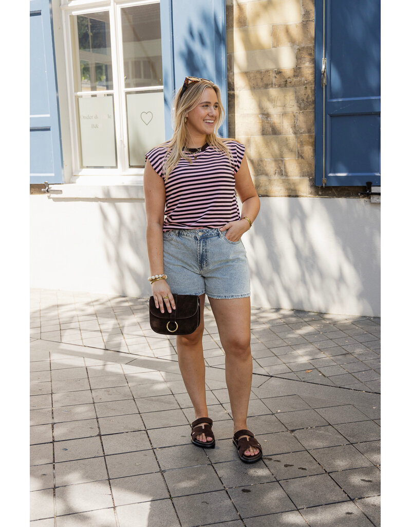21Jewelz Mouwloos shirt gestreept - bruin/roze