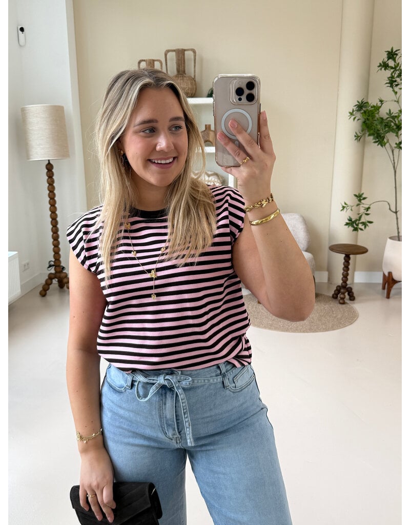 21Jewelz Mouwloos shirt gestreept - bruin/roze