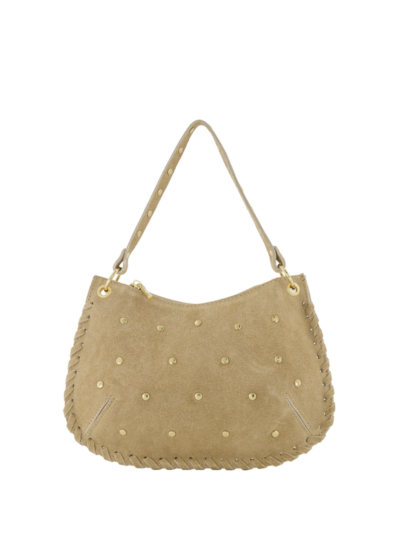 21Jewelz Handtas met gevlochten details & studs - suede beige