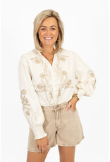 21Jewelz Gestreepte blouse met borduursel - beige