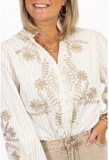 21Jewelz Gestreepte blouse met borduursel - beige