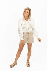 21Jewelz Gestreepte blouse met borduursel - beige