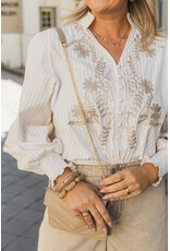 21Jewelz Gestreepte blouse met borduursel - beige