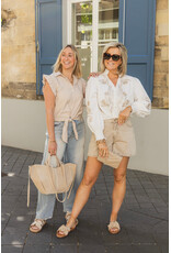 21Jewelz Gestreepte blouse met borduursel - beige