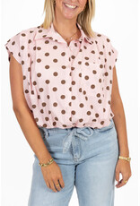 21Jewelz Mouwloze blouse met stippen - roze/bruin