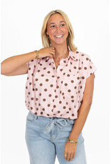 21Jewelz Mouwloze blouse met stippen - roze/bruin