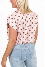 21Jewelz Mouwloze blouse met stippen - roze/bruin