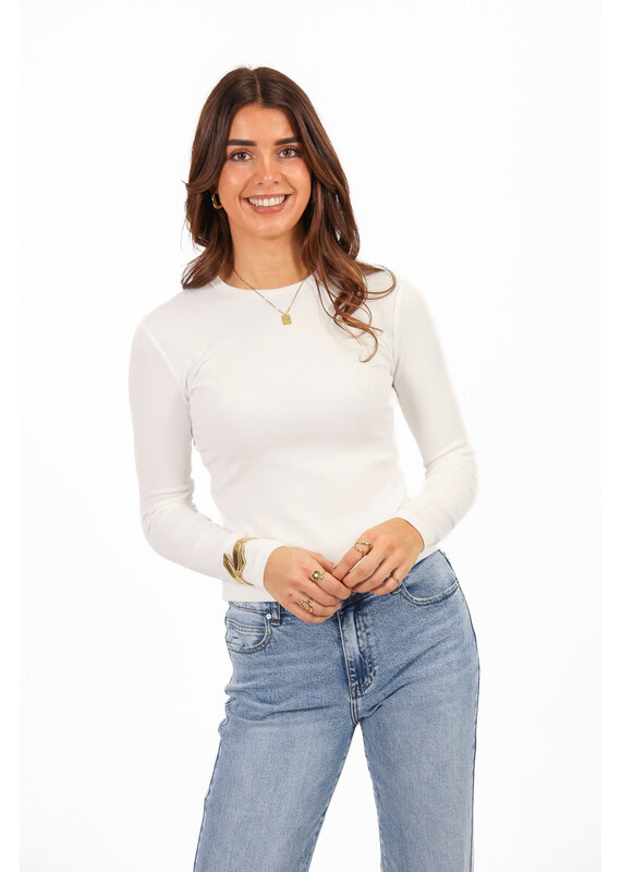 21Jewelz Basic longsleeve met ribstof - wit