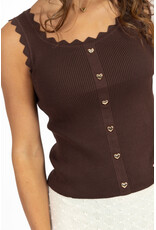 21Jewelz Basic zigzag top met hartjes knopen - bruin