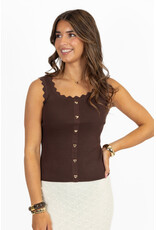 21Jewelz Basic zigzag top met hartjes knopen - bruin