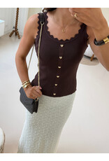 21Jewelz Basic zigzag top met hartjes knopen - bruin