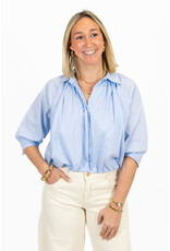 21Jewelz Effen blouse met driekwart pofmouw - blauw