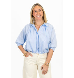 21Jewelz Effen blouse met driekwart pofmouw - blauw
