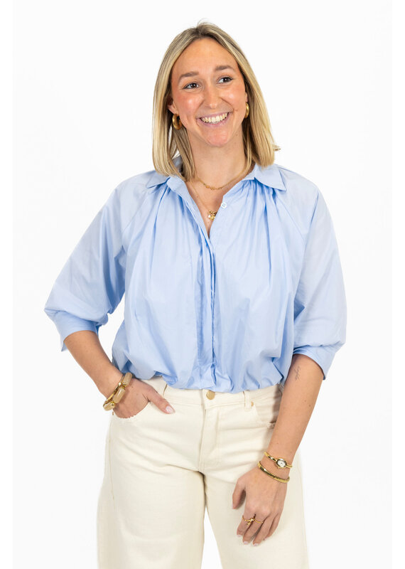 21Jewelz Effen blouse met driekwart pofmouw - blauw