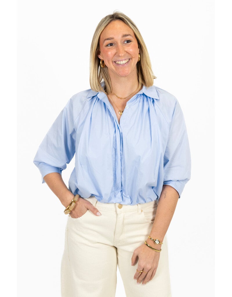 21Jewelz Effen blouse met driekwart pofmouw - blauw