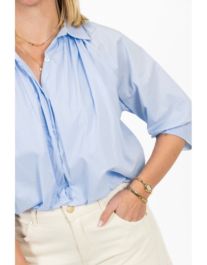 21Jewelz Effen blouse met driekwart pofmouw - blauw