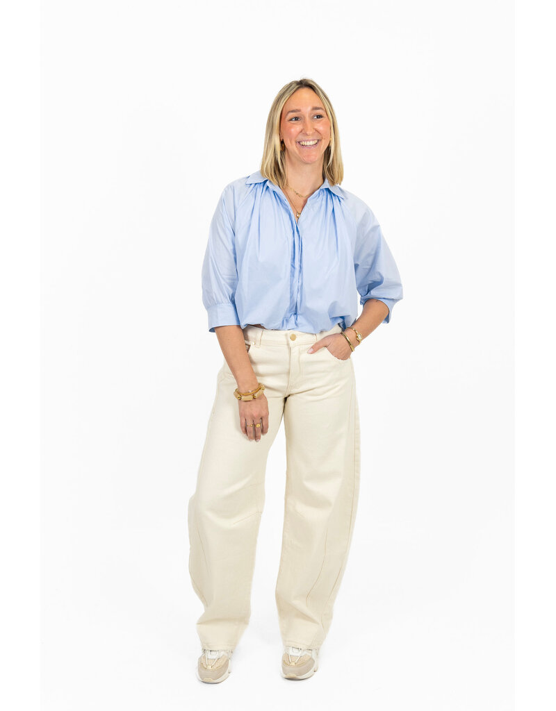 21Jewelz Effen blouse met driekwart pofmouw - blauw