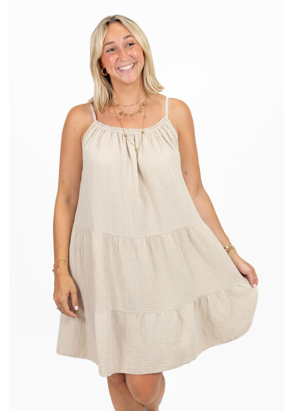 21Jewelz Mousseline zomer jurkje - beige