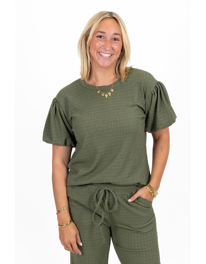 21Jewelz Losvallende co-ord set met pofmouwtjes - groen