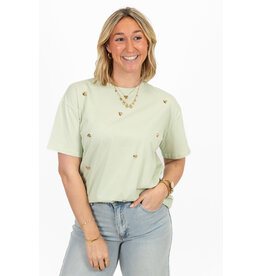 21Jewelz T-shirt met stud hartjes - lichtgroen
