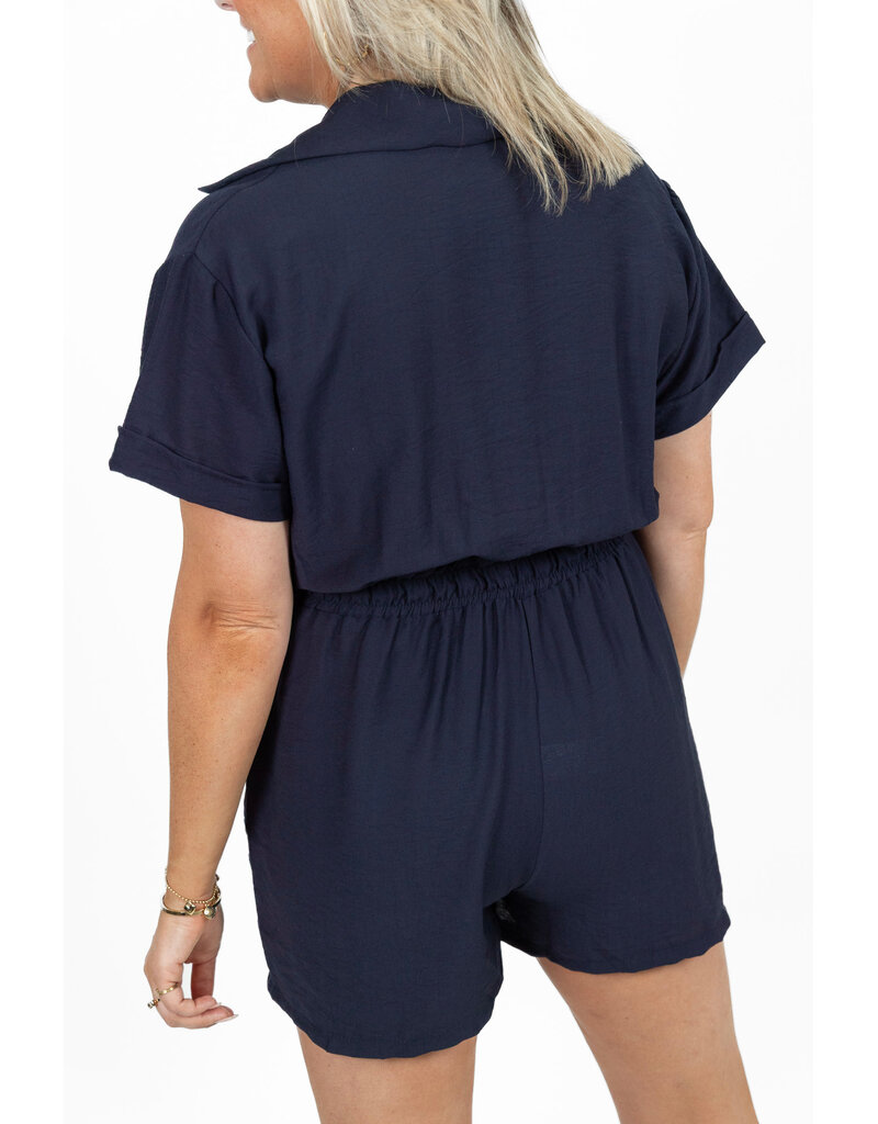 21Jewelz Effen playsuit met koordje - donkerblauw