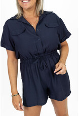 21Jewelz Effen playsuit met koordje - donkerblauw