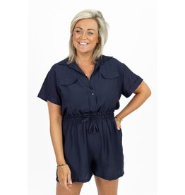 21Jewelz Effen playsuit met koordje - donkerblauw