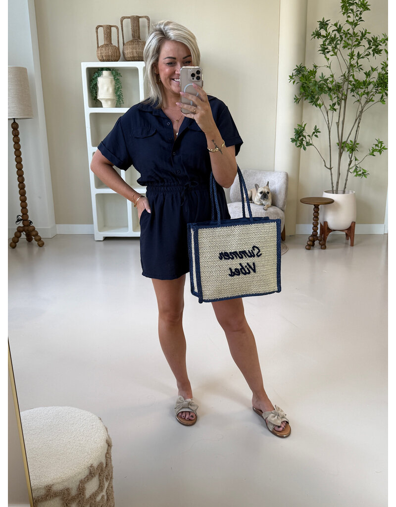 21Jewelz Effen playsuit met koordje - donkerblauw