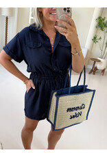 21Jewelz Effen playsuit met koordje - donkerblauw