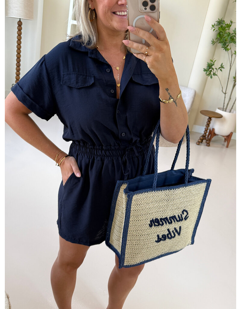 21Jewelz Effen playsuit met koordje - donkerblauw