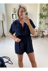 21Jewelz Effen playsuit met koordje - donkerblauw