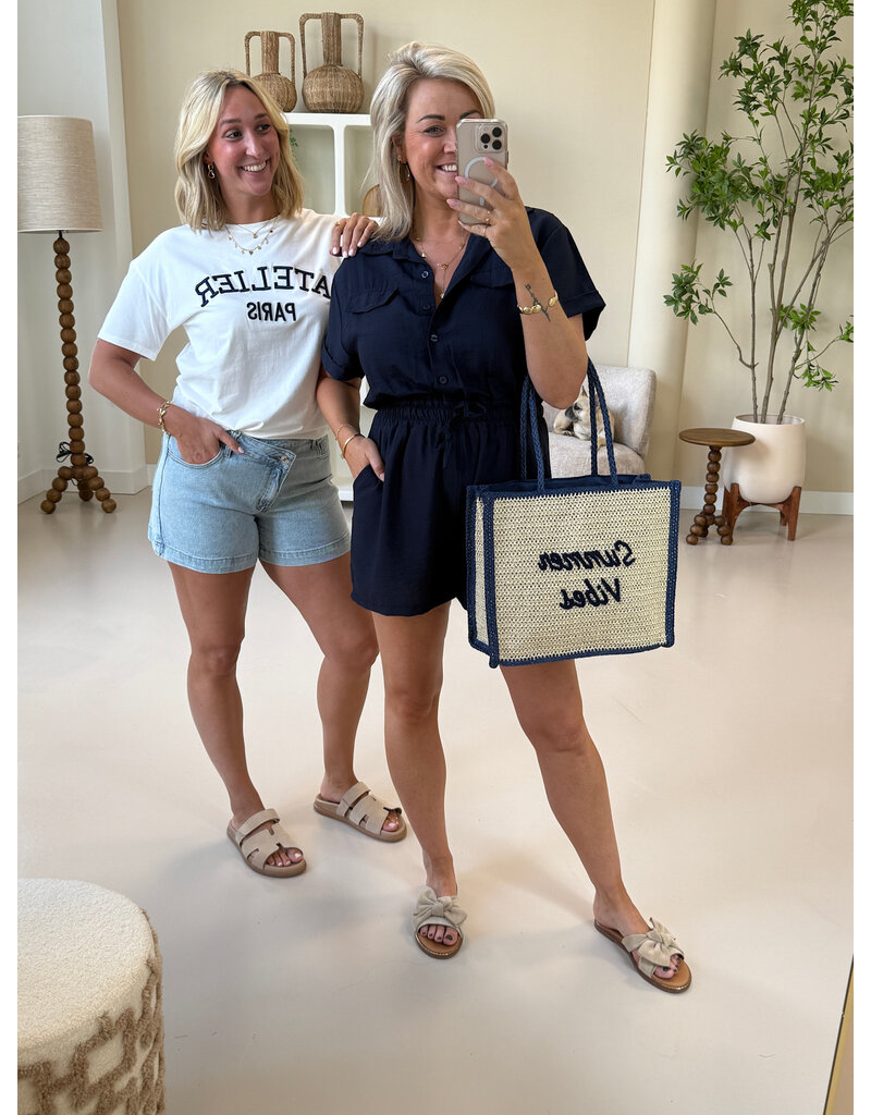 21Jewelz Effen playsuit met koordje - donkerblauw