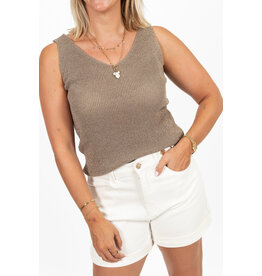 21Jewelz Glitter top met v-hals - taupe