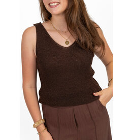 21Jewelz Glitter top met v-hals - bruin